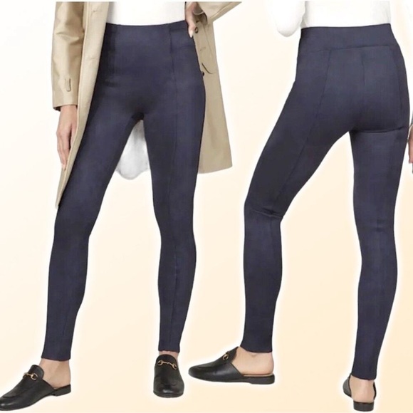 SPANX Faux Suede High Waisted Legging Sz Medium Navy - Picture 1 of 9